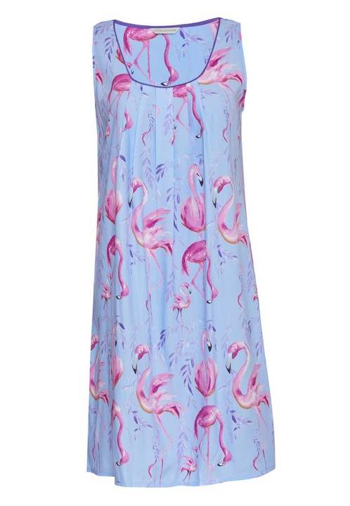 0185-ZOEY-BLUE-FLAMINGO-PRINT-BUS-SHORT-NIGHTDRESS