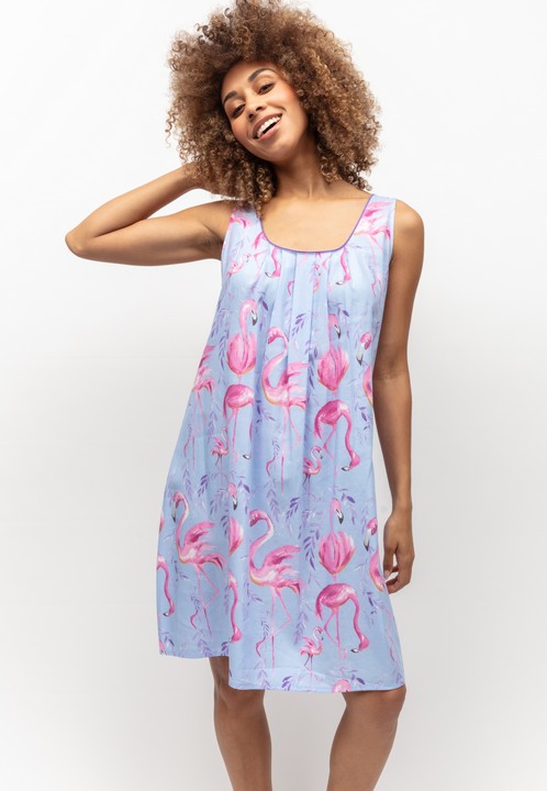 0185-ZOEY-BLUE-FLAMINGO-PRINT-BUS-SHORT-NIGHTDRESS