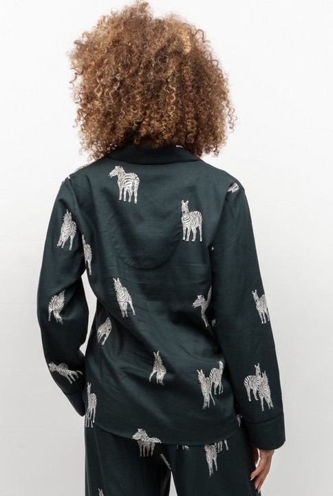 0109-BLAKE-DARK-GREEN-ZEBRA-PRINT-PYJAMA-TOP