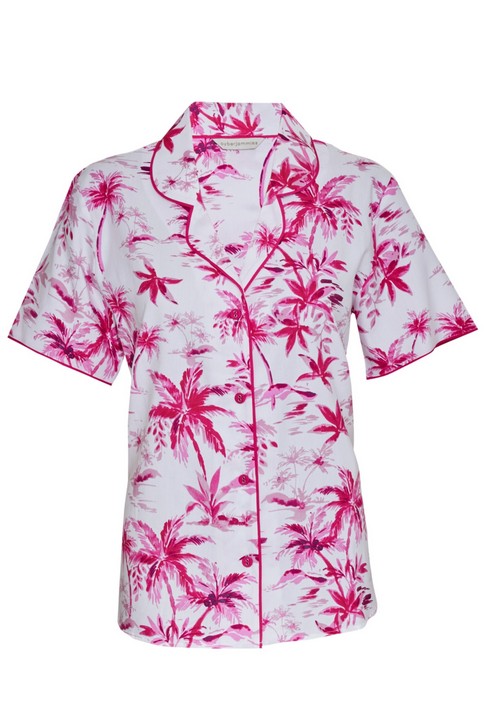 0165-HY-WHITE-PALM-PRINT-PYJAMA-TOP